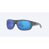 Costa Tico Sunglasses Matte Gray Frame Blue Polarized Glass Lense