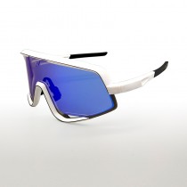 100% Glendale® Sunglasses Matte White Frame HiPER Blue Multilayer Lens