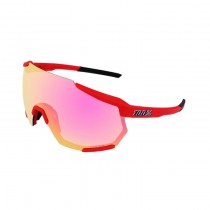 100% S4 Cycling Sunglasses Red Frame HiPER Pink Gold Lens
