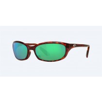 Costa Harpoon Sunglasses Tortoise Frame Green Mirror Polarized Glass Lense