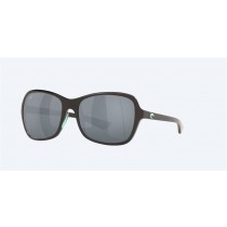 Costa Kare Sunglasses Shiny Black Mint Logo Frame Gray Silver Mirror Polarized Polycarbonate Lense