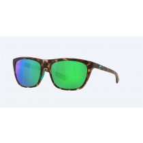 Costa Cheeca Sunglasses Matte Shadow Tortoise Frame Green Mirror Polarized Polycarbonate Lense