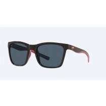 Costa Panga Sunglasses Shiny Black/Crystal/Fuchsia Frame Gray Polarized Polycarbonate Lense