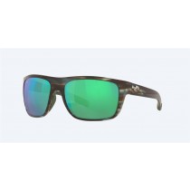 Costa Broadbill Sunglasses Matte Reef Frame Green Mirror Polarized Glass Lense
