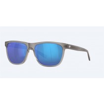 Costa Apalach Sunglasses Matte Gray Crystal Frame Blue Mirror Polarized Glass Lense