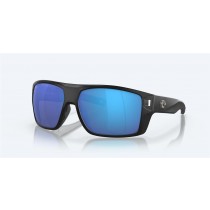 Costa Diego Sunglasses Matte Black Frame Blue Mirror Polarized Glass Lense
