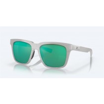 Costa Pescador Sunglasses Net Light Gray Rubber Frame Green Mirror Polarized Glass Lense