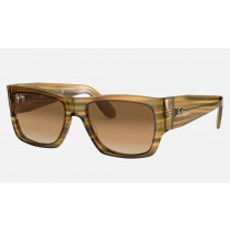 Ray Ban Nomad RB2185 Sunglasses Light Brown Gradient Striped Yellow