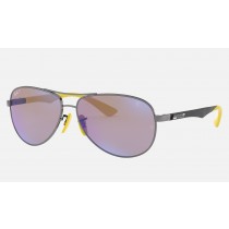 Ray Ban Scuderia Ferrari Collection Sunglasses Blue Mirror Chromance Gunmetal