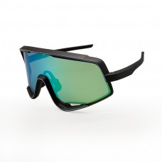 100% Glendale® Sunglasses Black Frame HiPER Green Mirror Lens