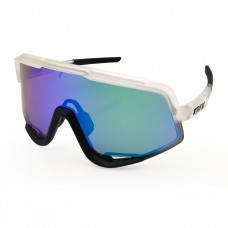 100% Glendale® Sunglasses Crystal Frame HiPER Blue Green Mirror Lens
