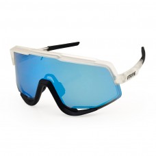100% Glendale® Sunglasses Crystal Frame HiPER Blue Mirror Lens