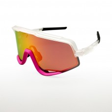 100% Glendale® Sunglasses Crystal Pink Frame HiPER Ruby Mirror Lens