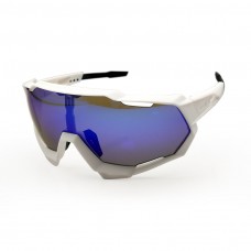 100% S1 Sport Cycling Sunglasses White Frame Sapphire Lens