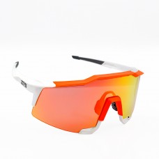 100% Speedcraft® Sunglasses White Frame HiPER Ruby Mirror Lens