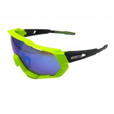 100% Speedtrap® Sunglasses Green Frame HiPER® Blue Multilayer Mirror Lens