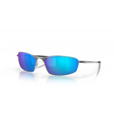 Oakley Whisker Sunglasses Satin Chrome Frame Prizm Sapphire Polarized Lense