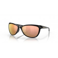 Oakley Pasque Sunglasses Polished Black Frame Prizm Rose Gold Polarized Lense