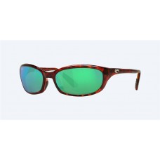Costa Harpoon Sunglasses Tortoise Frame Green Mirror Polarized Glass Lense