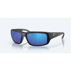 Costa Fantail Sunglasses Matte Black Frame Blue Mirror Polarized Glass Lense