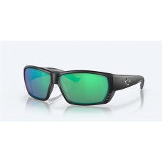 Costa Tuna Alley Sunglasses Matte Black Frame Green Mirror Polarized Glass Lense