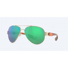 Costa South Point Sunglasses Rose Gold Frame Green Mirror Polarized Glass Lense