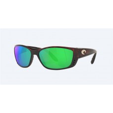 Costa Fisch Sunglasses Tortoise Frame Green Mirror Polarized Polycarbonate Lense