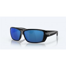 Costa Cat Cay Sunglasses Shiny Black Frame Blue Mirror Polarized Polycarbonate Lense