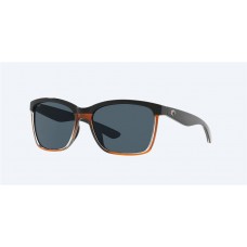 Costa Anna Sunglasses Shiny Black On Brown Frame Gray Polarized Polycarbonate Lense
