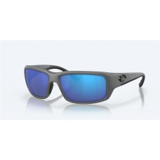 Costa Fantail Sunglasses Matte Gray Frame Blue Polarized Glass Lense