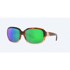 Costa Gannet Sunglasses Shiny Tortoise Fade Frame Green Mirror Polarized Polycarbonate Lense