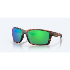 Costa Reefton Sunglasses Retro Tortoise Frame Green Mirror Polarized Polycarbonate Lense