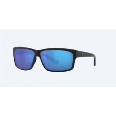 Costa Cut Sunglasses Blackout Frame Blue Mirror Polarized Glass Lense