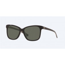 Costa May Sunglasses Shiny Black Frame Gray Polarized Glass Lense
