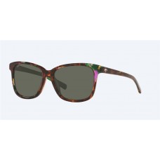 Costa May Sunglasses Shiny Abalone Frame Gray Polarized Glass Lense