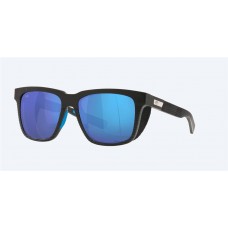 Costa Pescador With Side Shield Sunglasses Net Gray With Blue Rubber Frame Blue Mirror Polarized Glass Lense