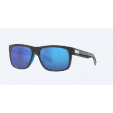 Costa Baffin Sunglasses Net Gray With Blue Rubber Frame Blue Mirror Polarized Glass Lense