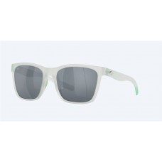 Costa Panga Sunglasses Matte Seafoam Crystal Frame Gray Silver Mirror Polarized Lense