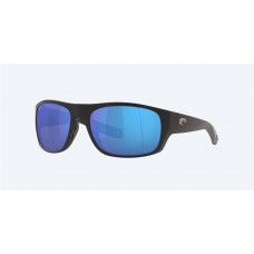 Costa Tico Sunglasses Matte Black Frame Blue Mirror Polarized Glass Lense