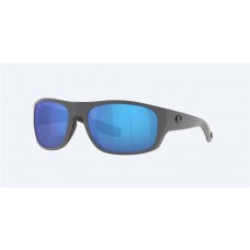Costa Tico Sunglasses Matte Gray Frame Blue Polarized Glass Lense