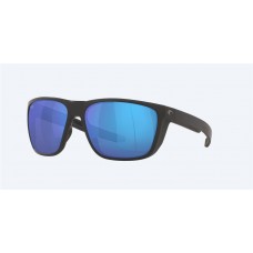 Costa Ferg Sunglasses Matte Black Frame Blue Mirror Polarized Glass Lense