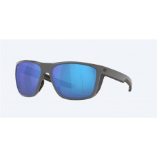 Costa Ferg Sunglasses Shiny Gray Frame Blue Mirror Polarized Glass Lense