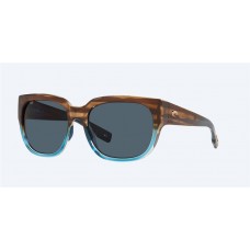 Costa Waterwoman 2 Sunglasses Shiny Blonde Crystal Frame Gray Polarized Polycarbonate Lense