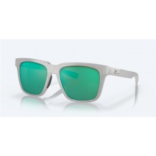 Costa Pescador Sunglasses Net Light Gray Rubber Frame Green Mirror Polarized Glass Lense