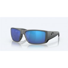 Costa Blackfin Pro Sunglasses Matte Gray Frame Blue Polarized Glass Lense