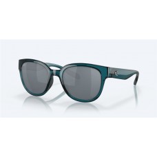 Costa Salina Sunglasses Teal Frame Gray Silver Mirror Polarized Lense