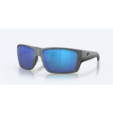 Costa Reefton Pro Sunglasses Matte Gray Frame Blue Mirror Polarized Glass Lense