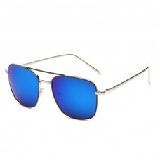 Maui Jim Following Seas Polarized Aviator Sunglasses Silver Frame Blue Lens