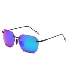 Maui Jim Komohana Polarized Rimless Sunglasses Black Frame Blue Lens