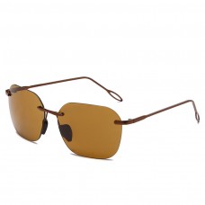 Maui Jim Komohana Polarized Rimless Sunglasses Coffee Frame Brown Lens